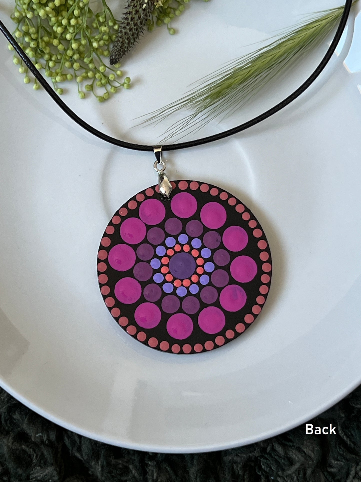 Hand-painted Dot Mandala Pendant - Resin Coated Boho Jewelry for Mother and Friends - anniversary and birthday Gift For her