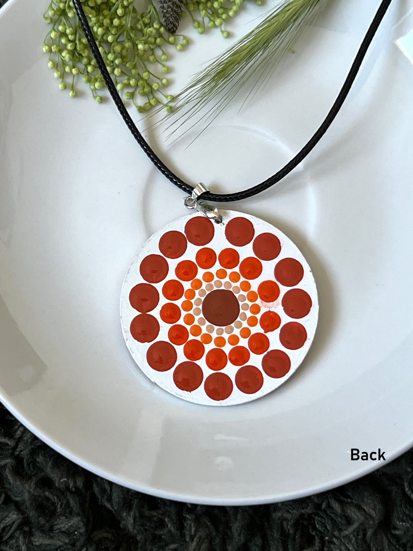 Hand-painted Dot Mandala Pendant - Resin Coated Boho Jewelry for Mother and Friends - anniversary and birthday Gift For her