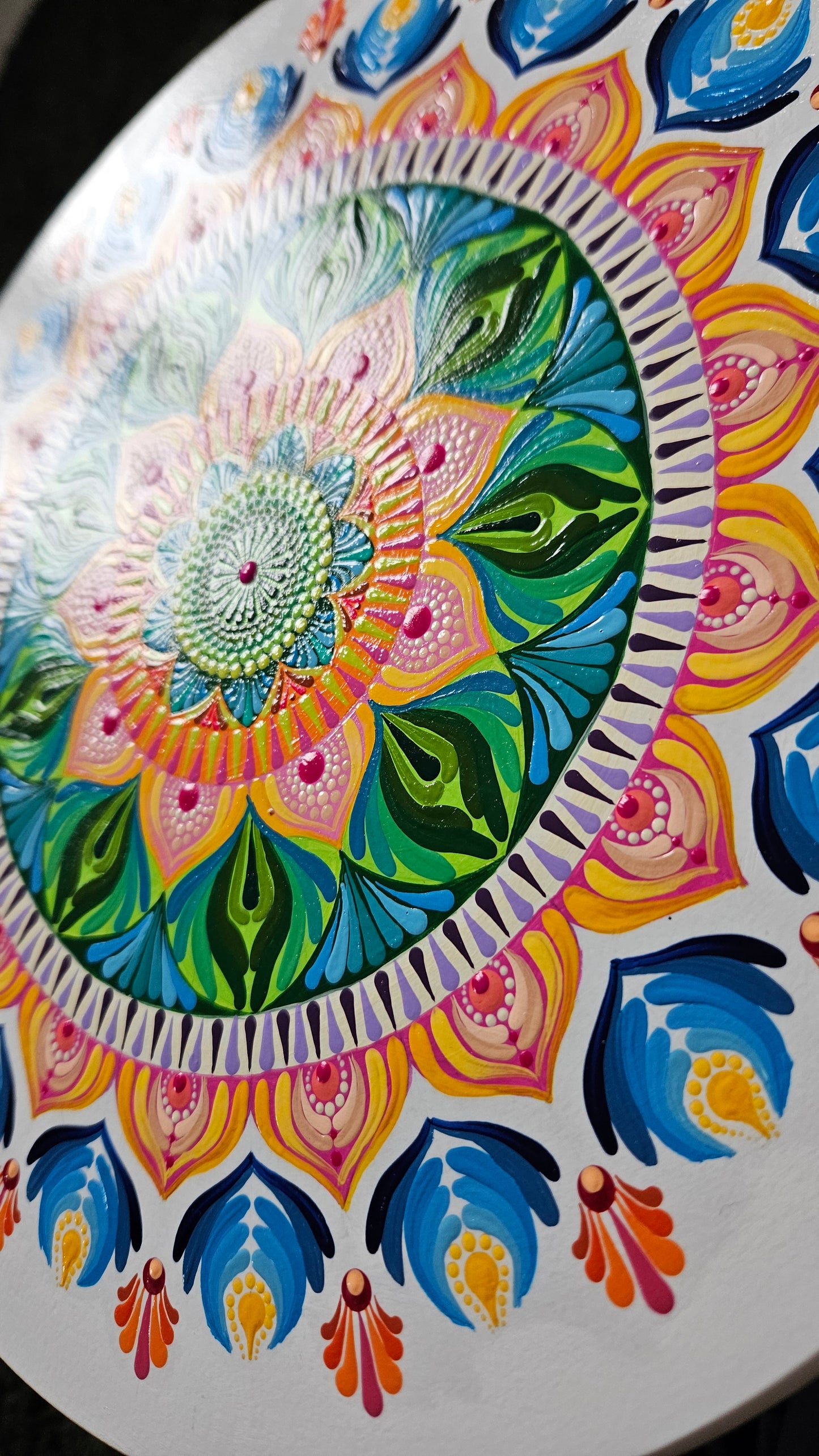 Artistic Hand-painted Wooden Dot Mandala Round Tea or Coffee Side Detachable Table - Boho Yoga Studio Decor