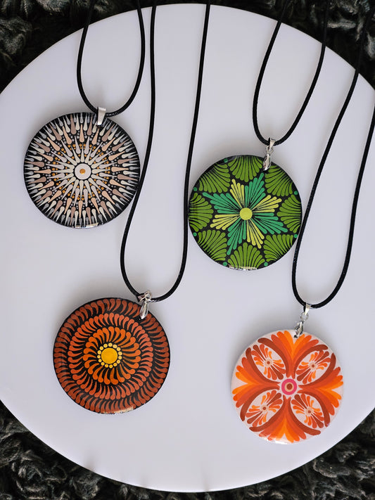 Hand-painted Dot Mandala Pendant - Resin Coated Boho Jewelry for Mother and Friends - anniversary and birthday Gift For her