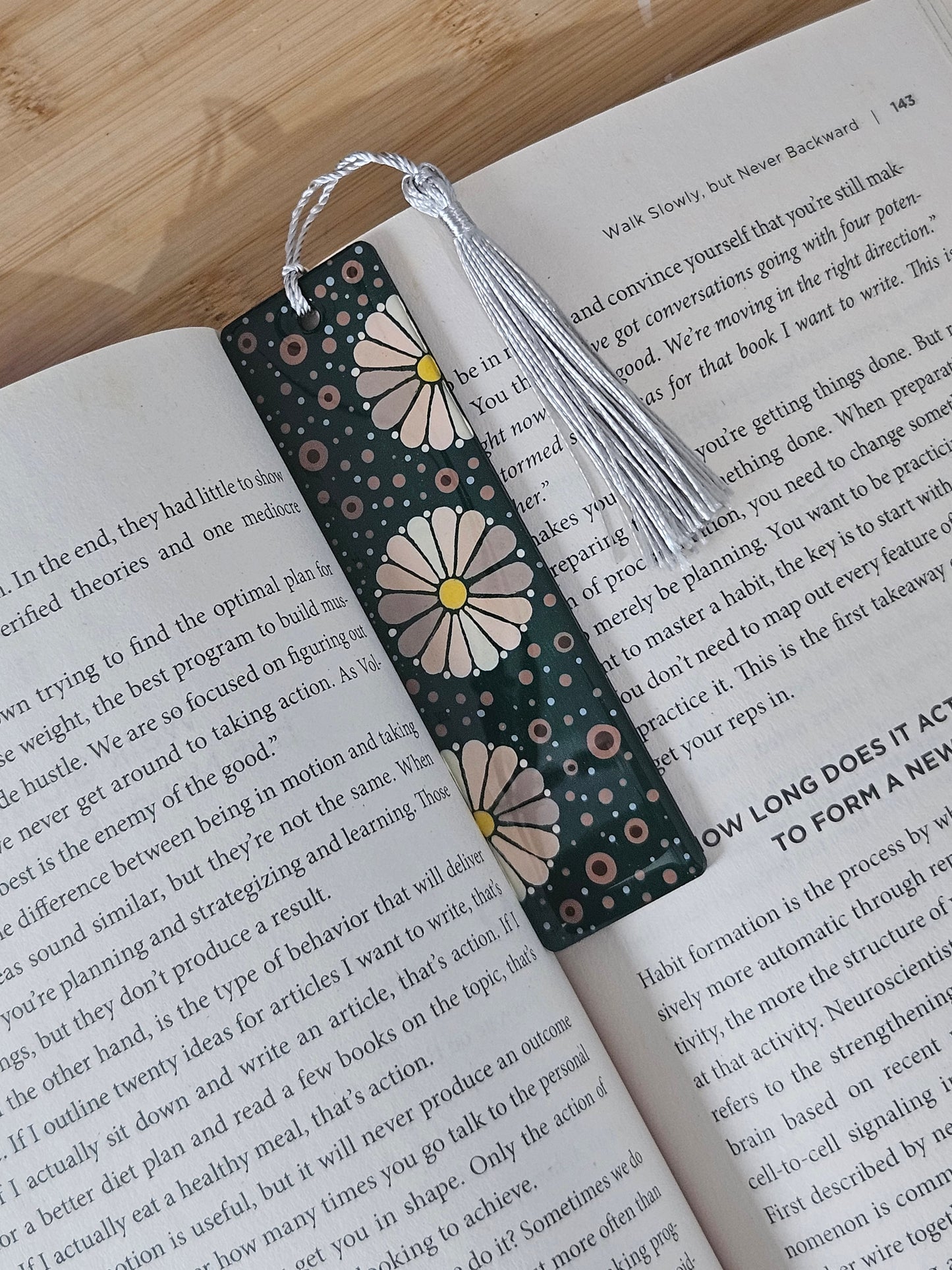 Hand painted wooden Resin Coated Dot Mandala Bookmark - gift for Book Lovers, Friends, Family, and Art Enthusiasts
