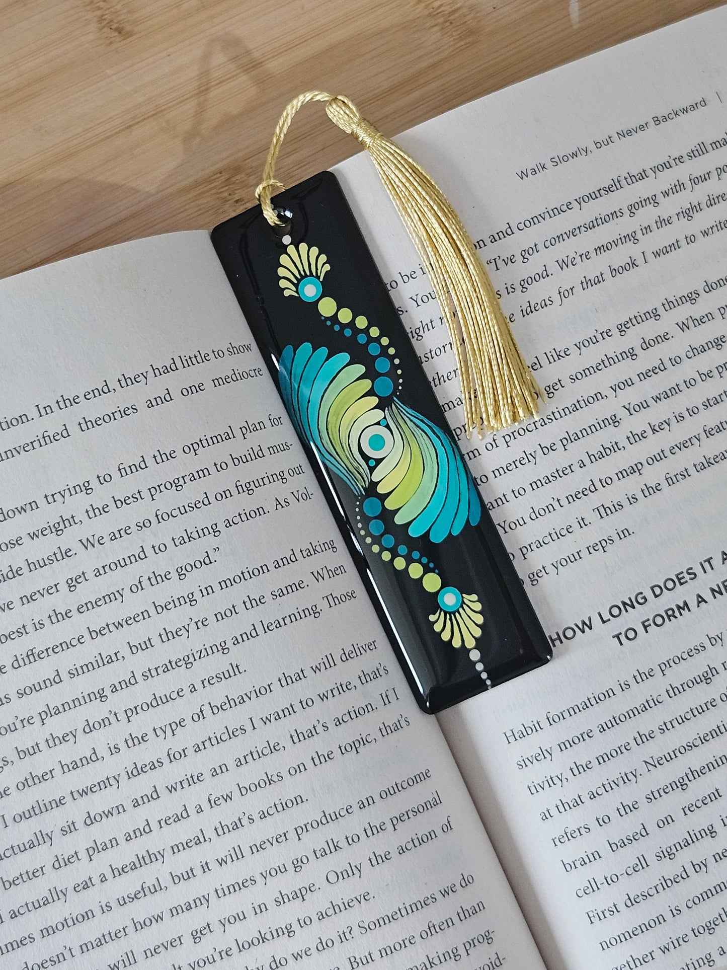 Hand painted wooden Resin Coated Dot Mandala Bookmark - gift for Book Lovers, Friends, Family, and Art Enthusiasts
