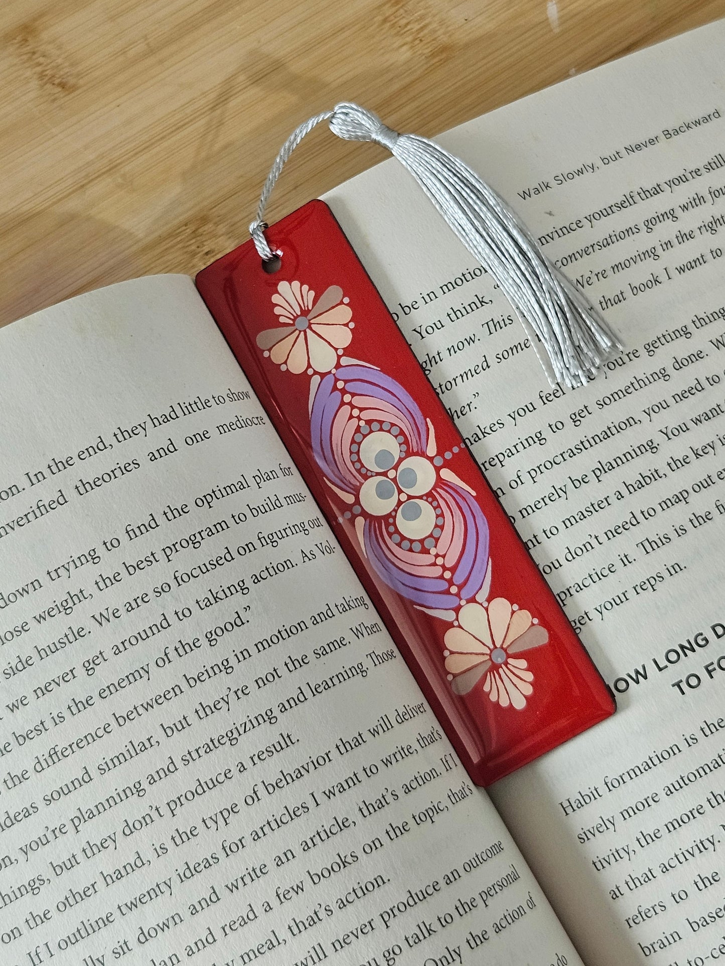 Hand painted wooden Resin Coated Dot Mandala Bookmark - gift for Book Lovers, Friends, Family, and Art Enthusiasts
