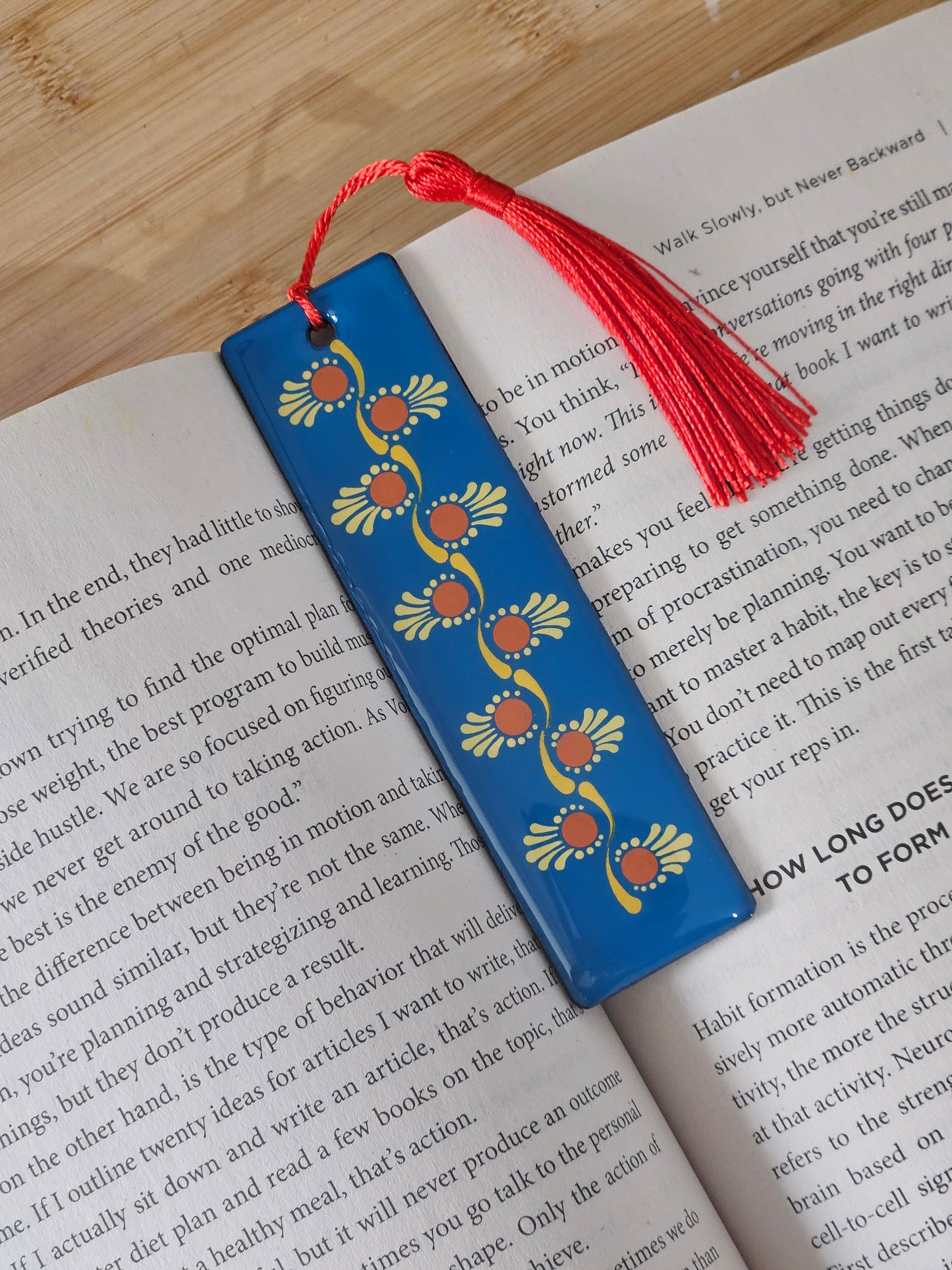 Hand painted wooden Resin Coated Dot Mandala Bookmark - gift for Book Lovers, Friends, Family, and Art Enthusiasts