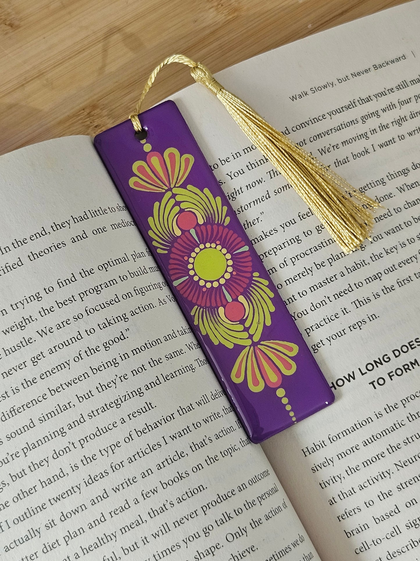 Hand painted wooden Resin Coated Dot Mandala Bookmark - gift for Book Lovers, Friends, Family, and Art Enthusiasts