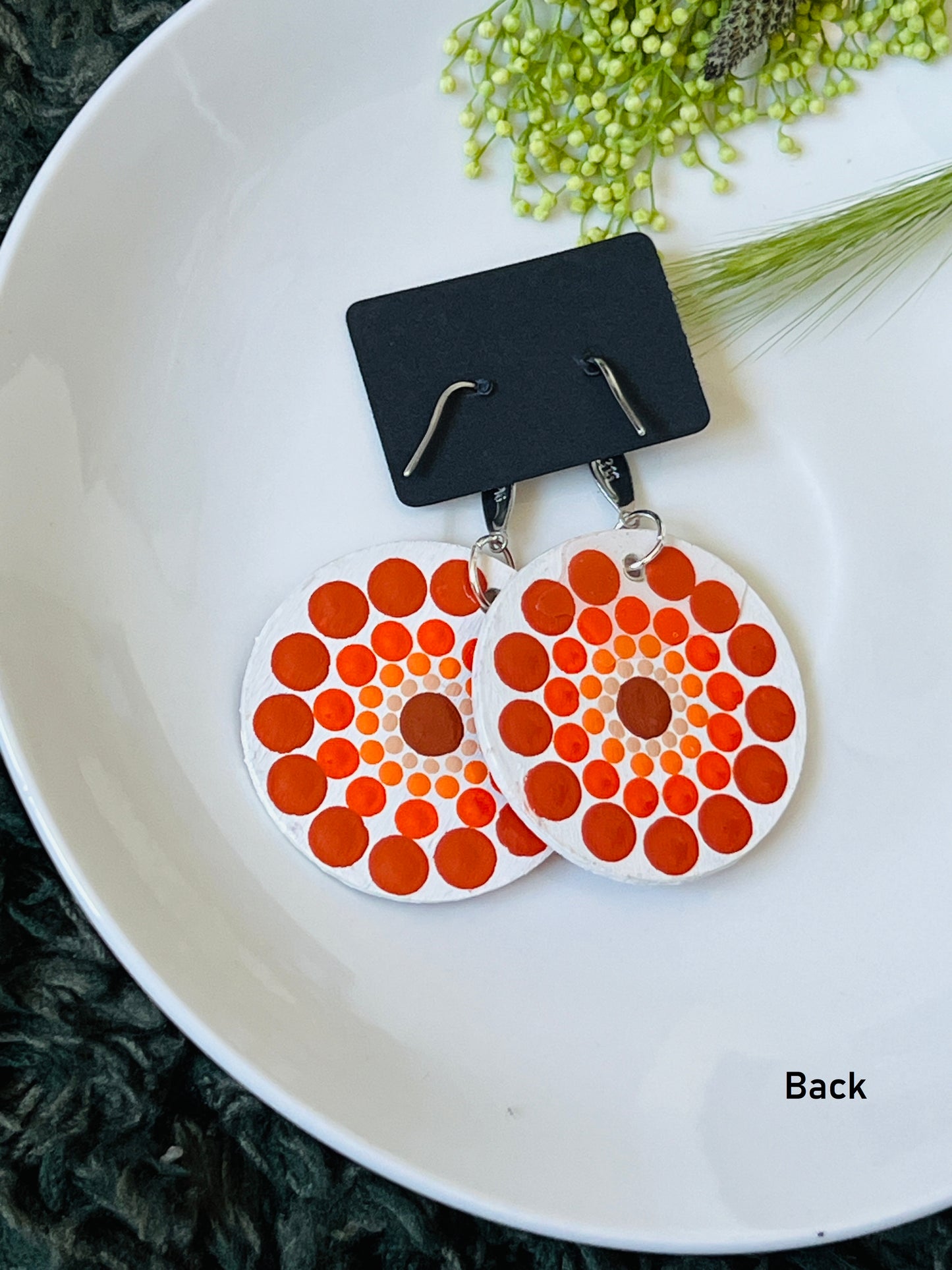Hand-painted Dot Mandala Earrings - Resin Coated Boho Jewelry for Mother and Friends - anniversary and birthday Gift For her