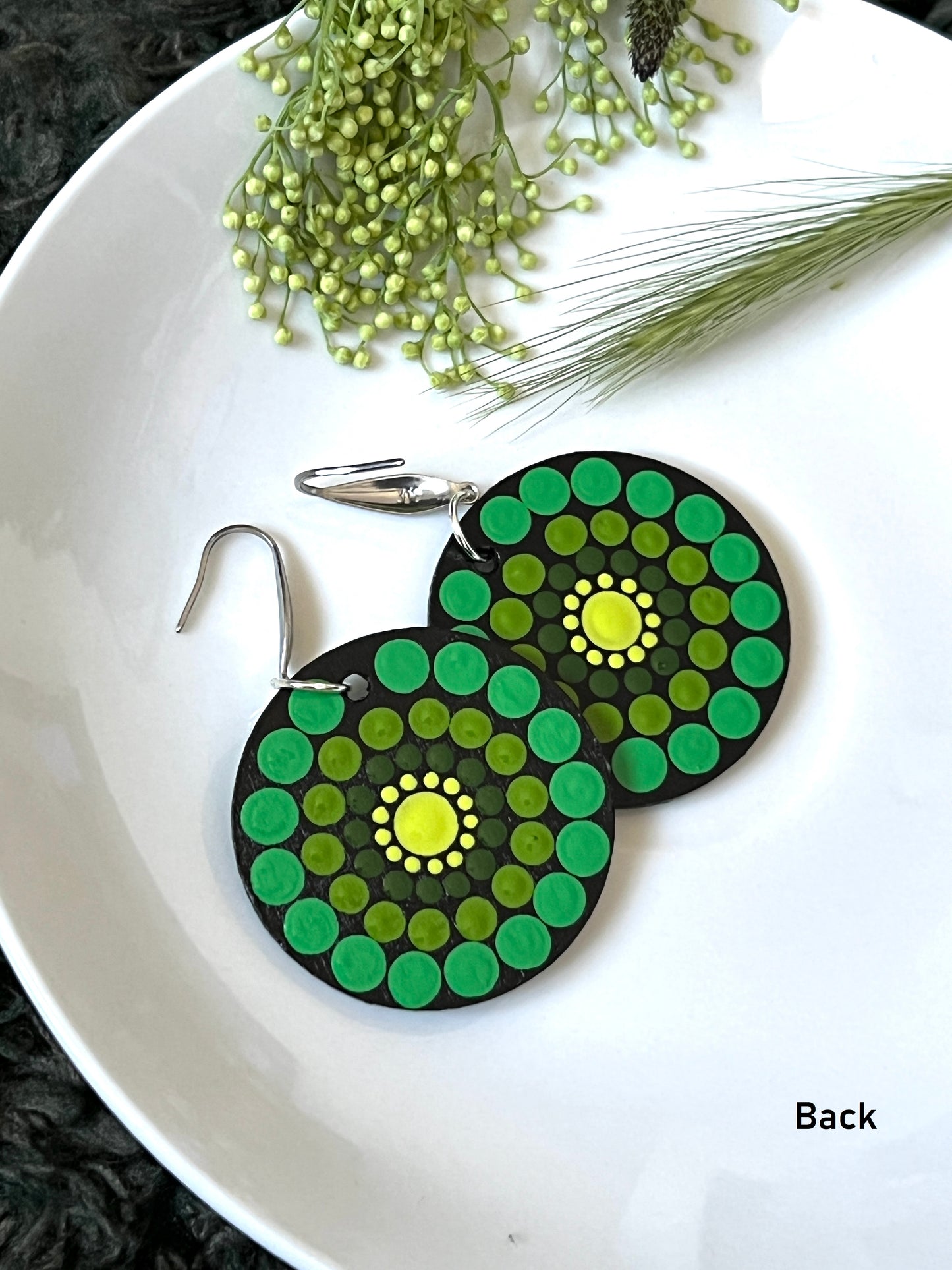 Hand-painted Dot Mandala Earrings - Resin Coated Boho Jewelry for Mother and Friends - anniversary and birthday Gift For her