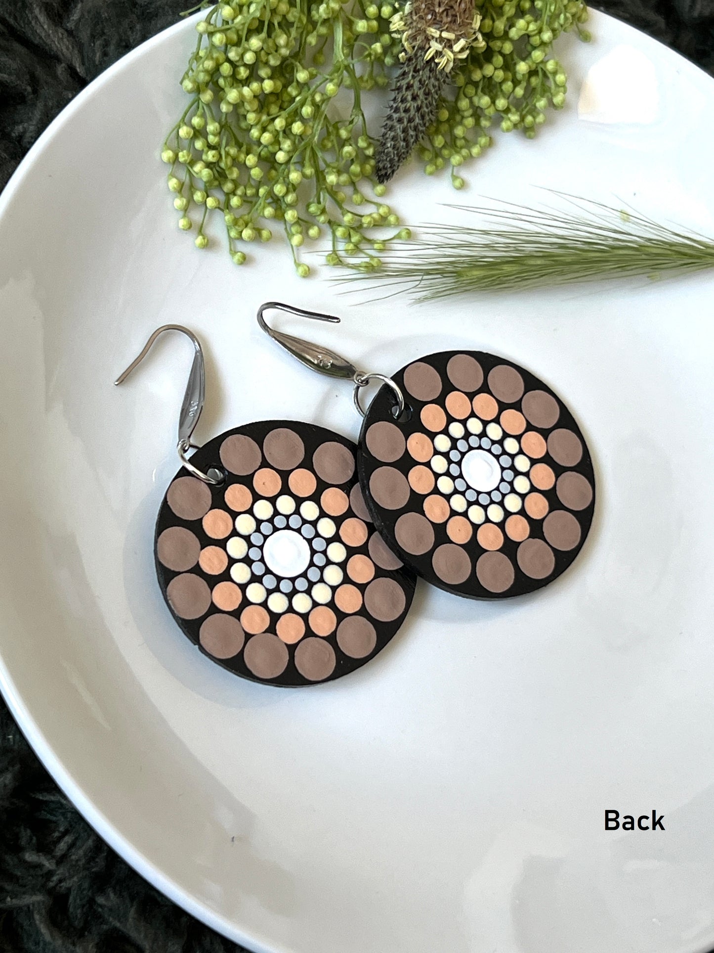 Hand-painted Dot Mandala Earrings - Resin Coated Boho Jewelry for Mother and Friends - anniversary and birthday Gift For her