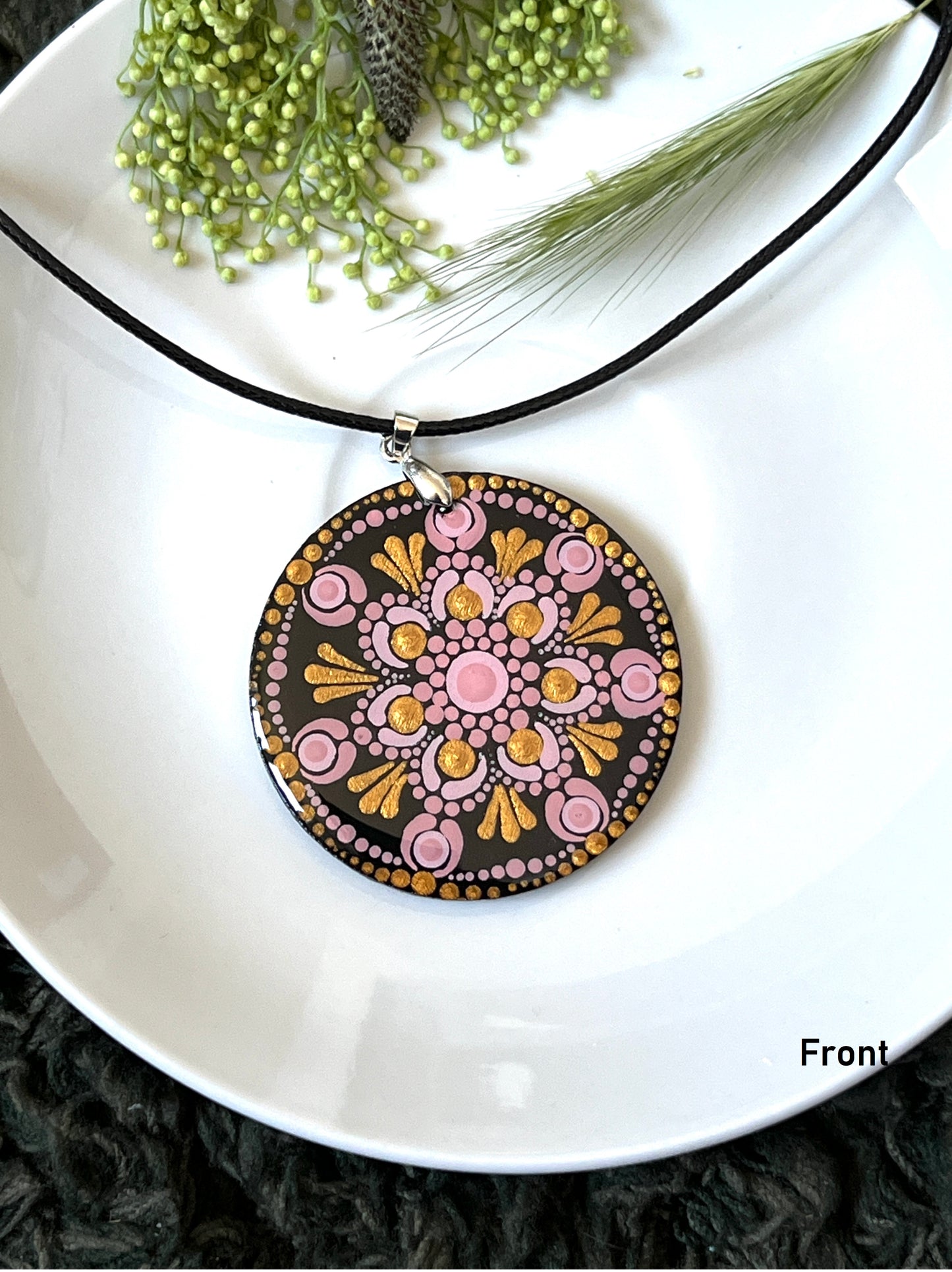 Hand-painted Dot Mandala Pendant - Resin Coated Boho Jewelry for Mother and Friends - anniversary and birthday Gift For her