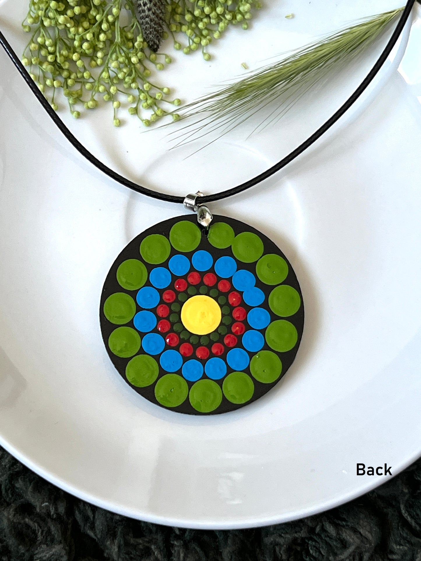 Hand-painted Dot Mandala Pendant - Resin Coated Boho Jewelry for Mother and Friends - anniversary and birthday Gift For her