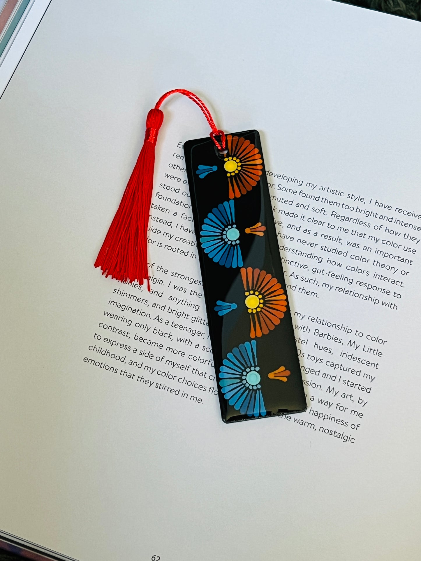 Hand painted wooden Resin Coated Dot Mandala Bookmark - gift for Book Lovers, Friends, Family, and Art Enthusiasts