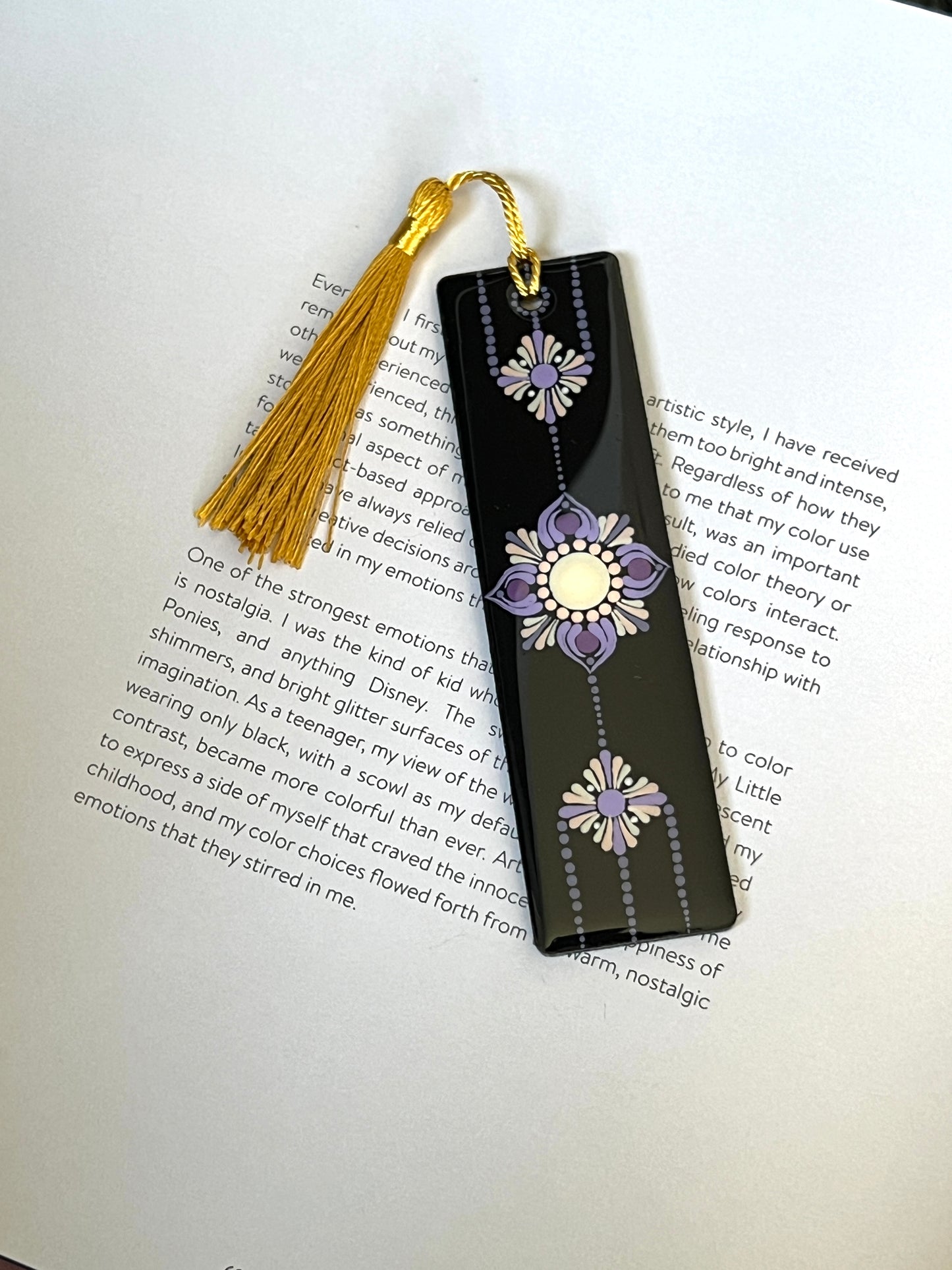Hand painted wooden Resin Coated Dot Mandala Bookmark - gift for Book Lovers, Friends, Family, and Art Enthusiasts