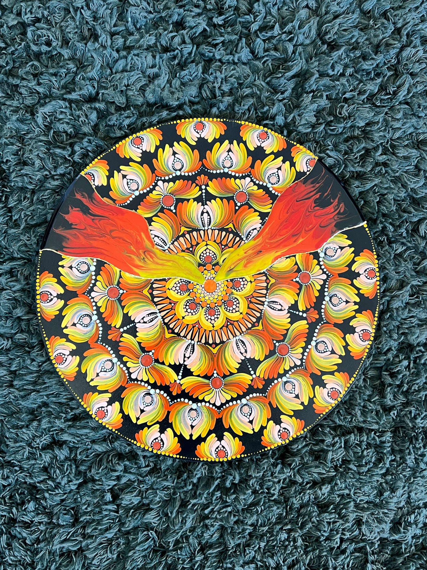 12" Acrylic Hand-painted wooden MDF Dot Mandala - Resin Boho Wall Hanging Home Decor - anniversary and birthday Gift