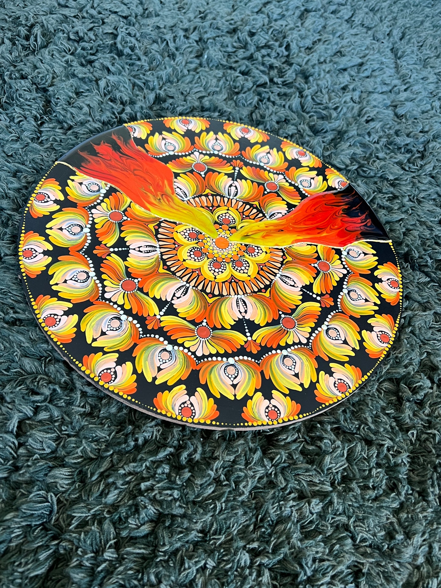 12" Acrylic Hand-painted wooden MDF Dot Mandala - Resin Boho Wall Hanging Home Decor - anniversary and birthday Gift