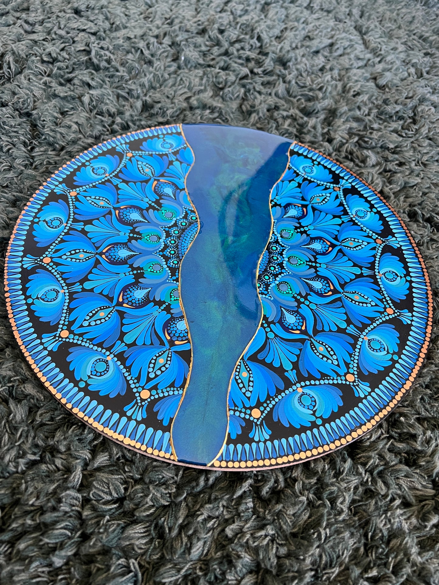 12" Acrylic Hand-painted wooden MDF Dot Mandala - Resin Boho Wall Hanging Home Decor - anniversary and birthday Gift