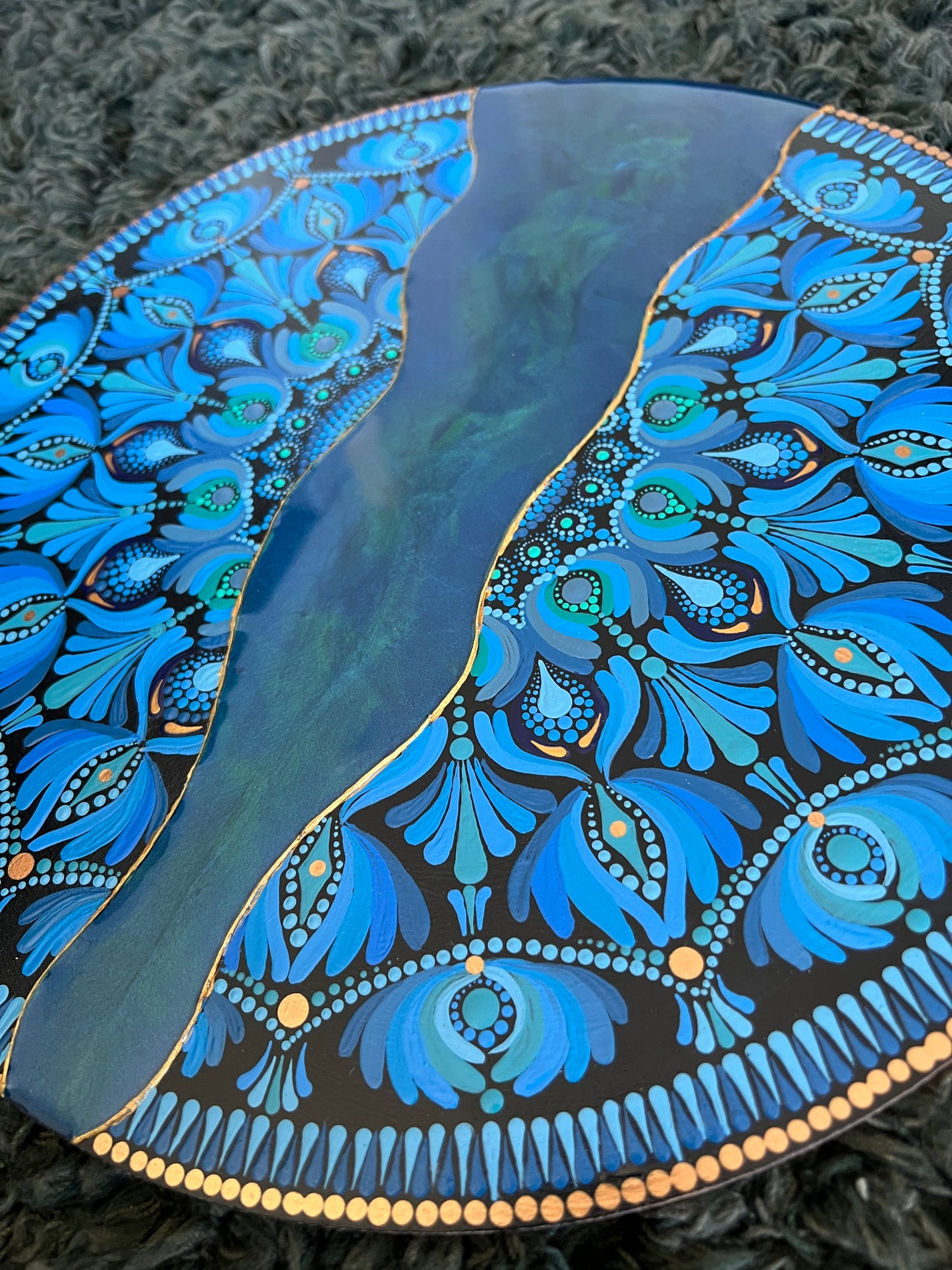 12" Acrylic Hand-painted wooden MDF Dot Mandala - Resin Boho Wall Hanging Home Decor - anniversary and birthday Gift