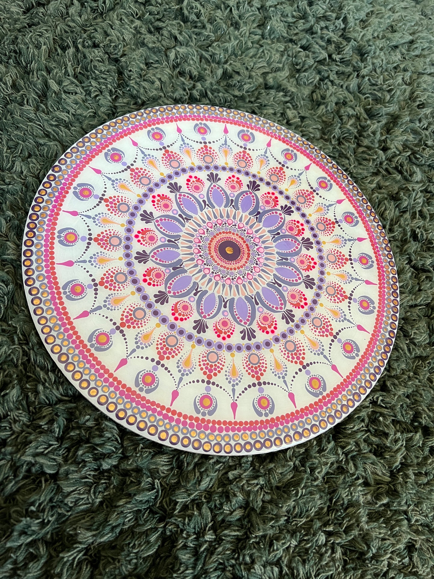 12" Acrylic Hand-painted wooden MDF Dot Mandala - Resin coated Boho Wall Hanging Home Decor - anniversary and birthday Gift
