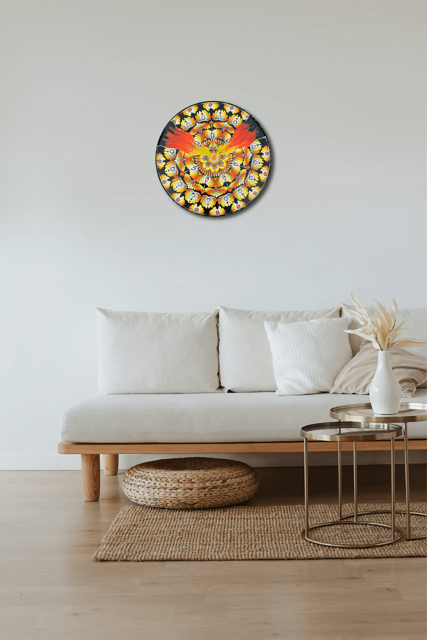 12" Acrylic Hand-painted wooden MDF Dot Mandala - Resin Boho Wall Hanging Home Decor - anniversary and birthday Gift