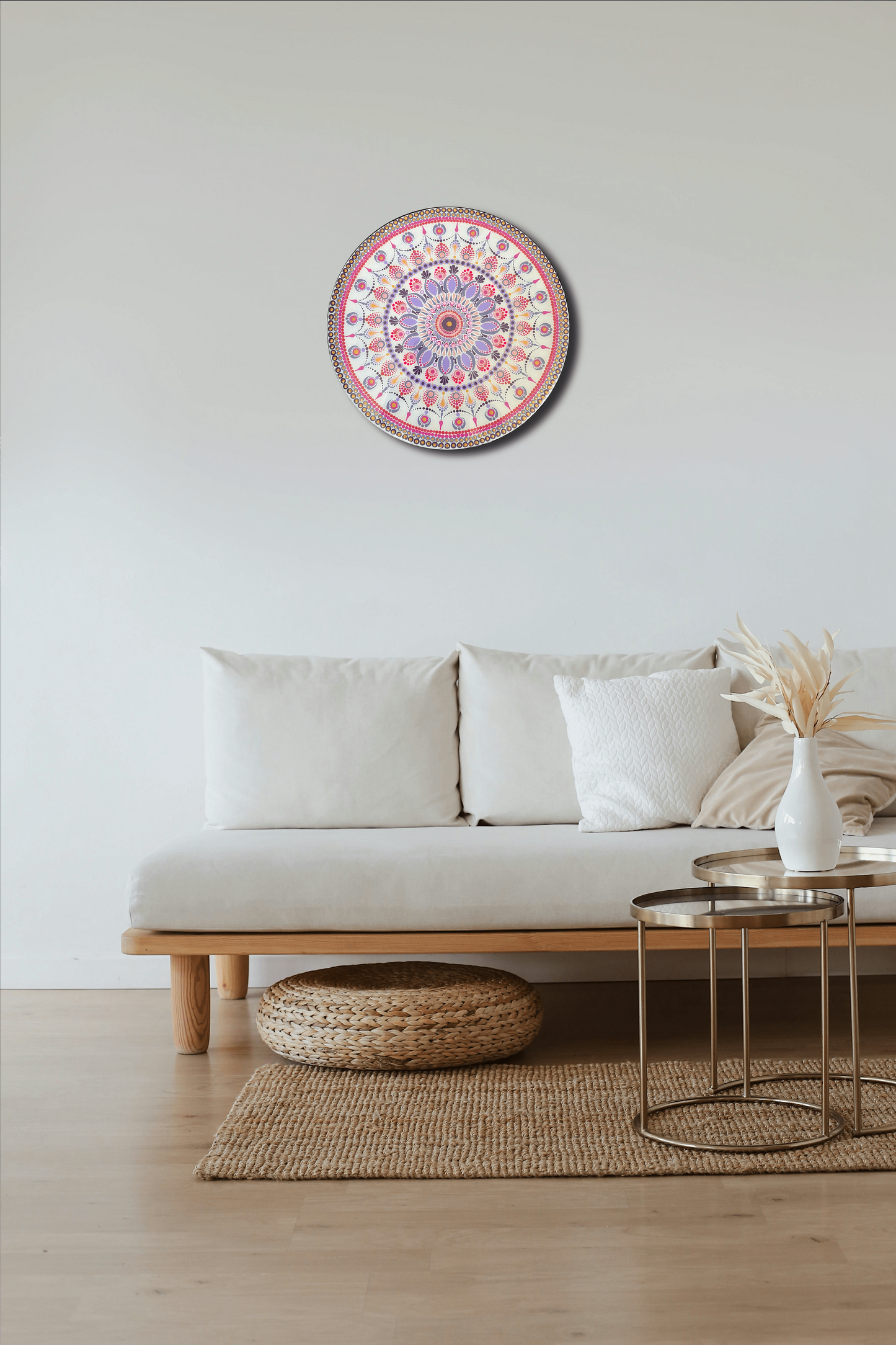 12" Acrylic Hand-painted wooden MDF Dot Mandala - Resin coated Boho Wall Hanging Home Decor - anniversary and birthday Gift