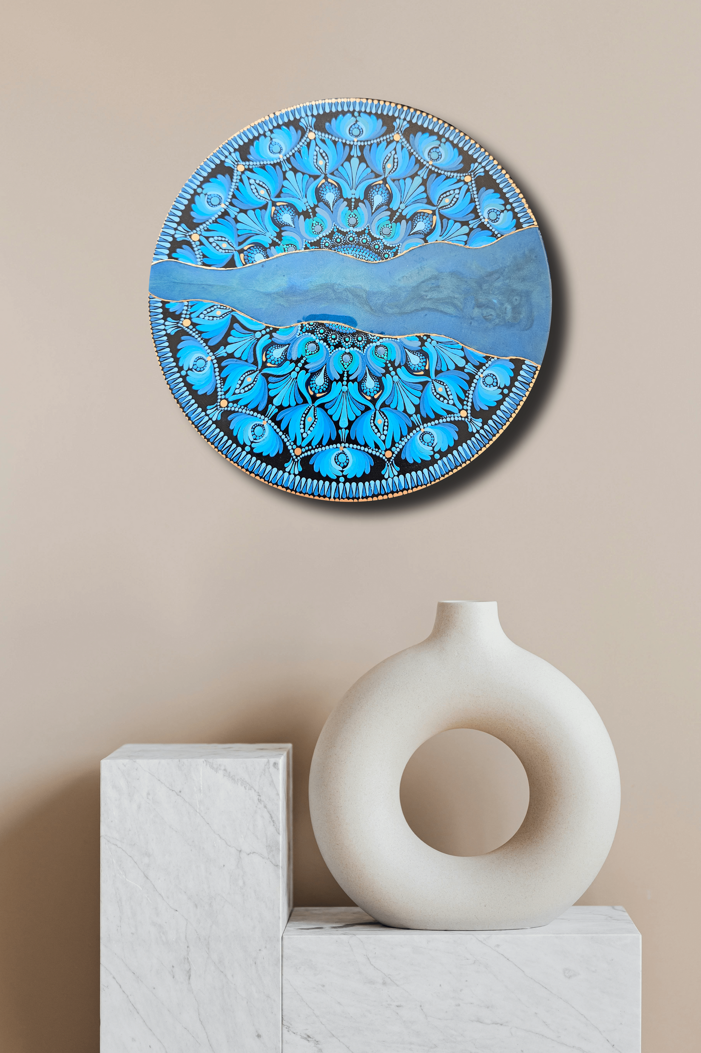 12" Acrylic Hand-painted wooden MDF Dot Mandala - Resin Boho Wall Hanging Home Decor - anniversary and birthday Gift