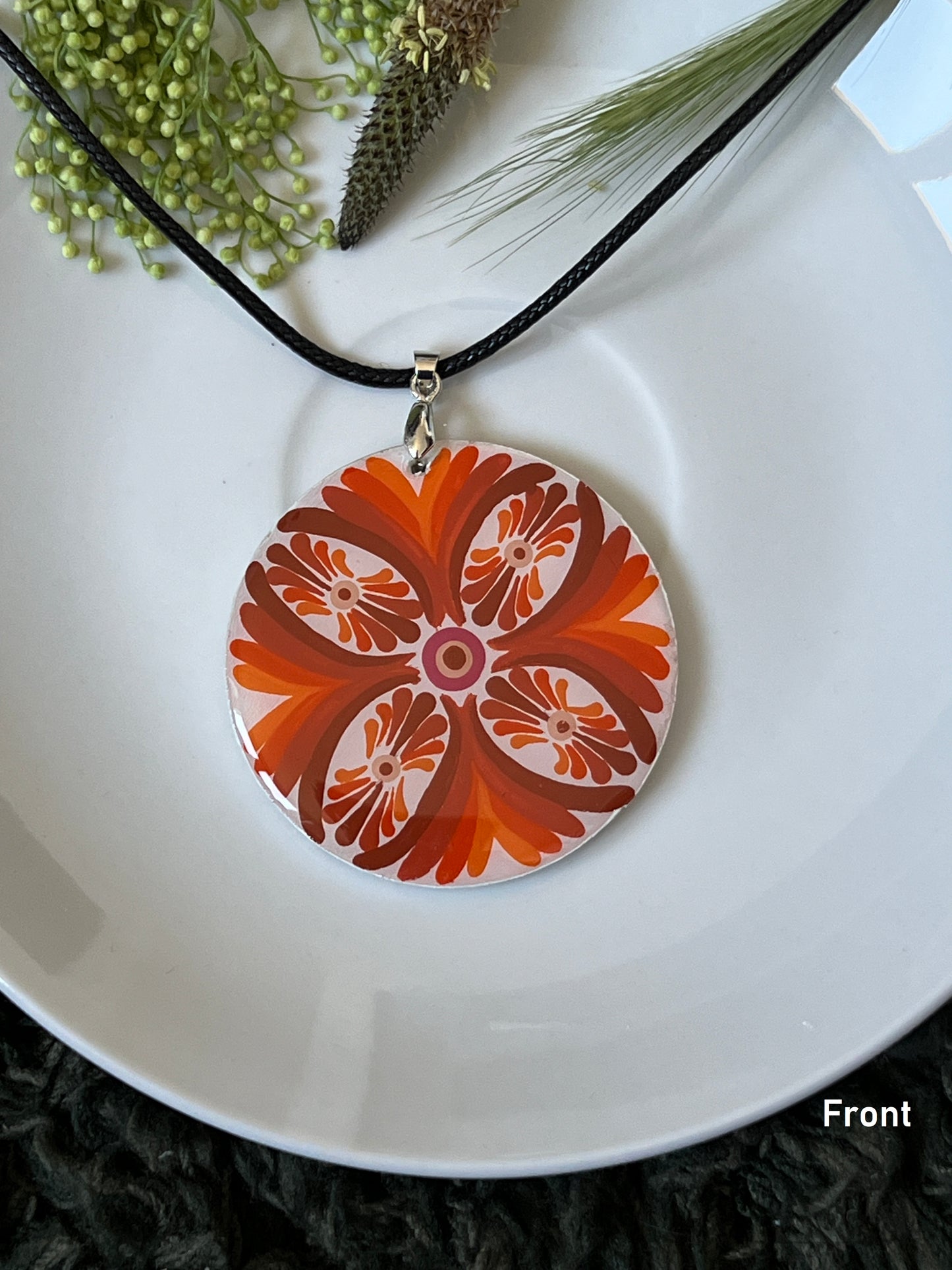 Hand-painted Dot Mandala Pendant - Resin Coated Boho Jewelry for Mother and Friends - anniversary and birthday Gift For her