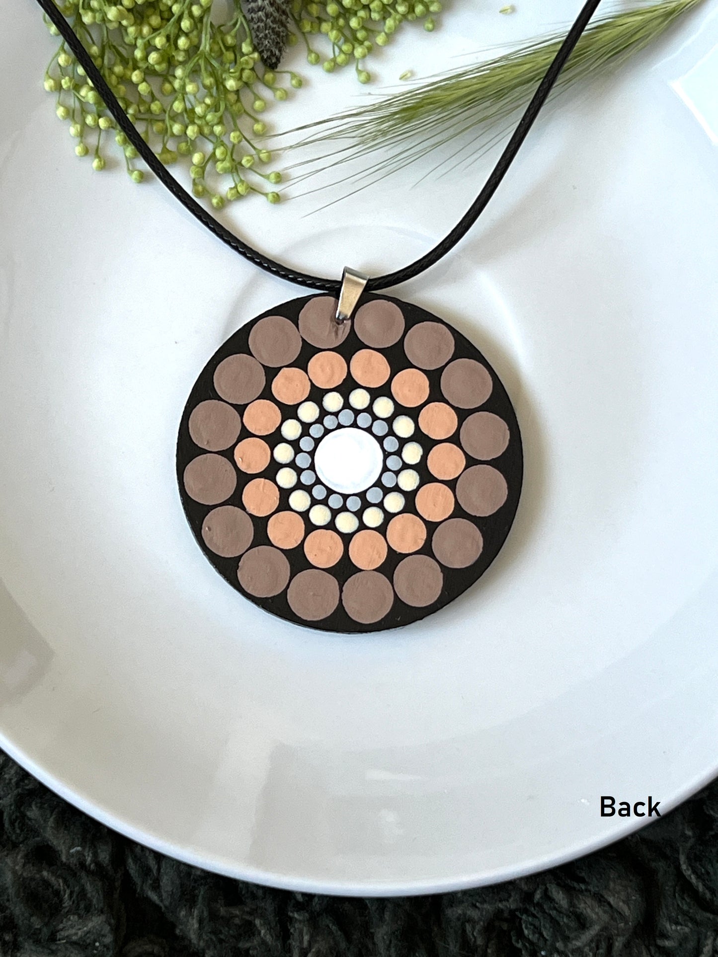 Hand-painted Dot Mandala Pendant - Resin Coated Boho Jewelry for Mother and Friends - anniversary and birthday Gift For her
