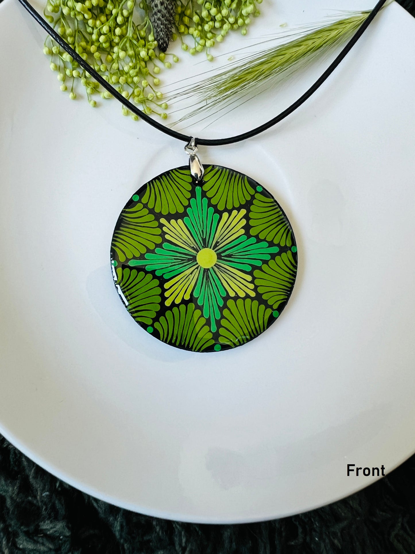 Hand-painted Dot Mandala Pendant - Resin Coated Boho Jewelry for Mother and Friends - anniversary and birthday Gift For her