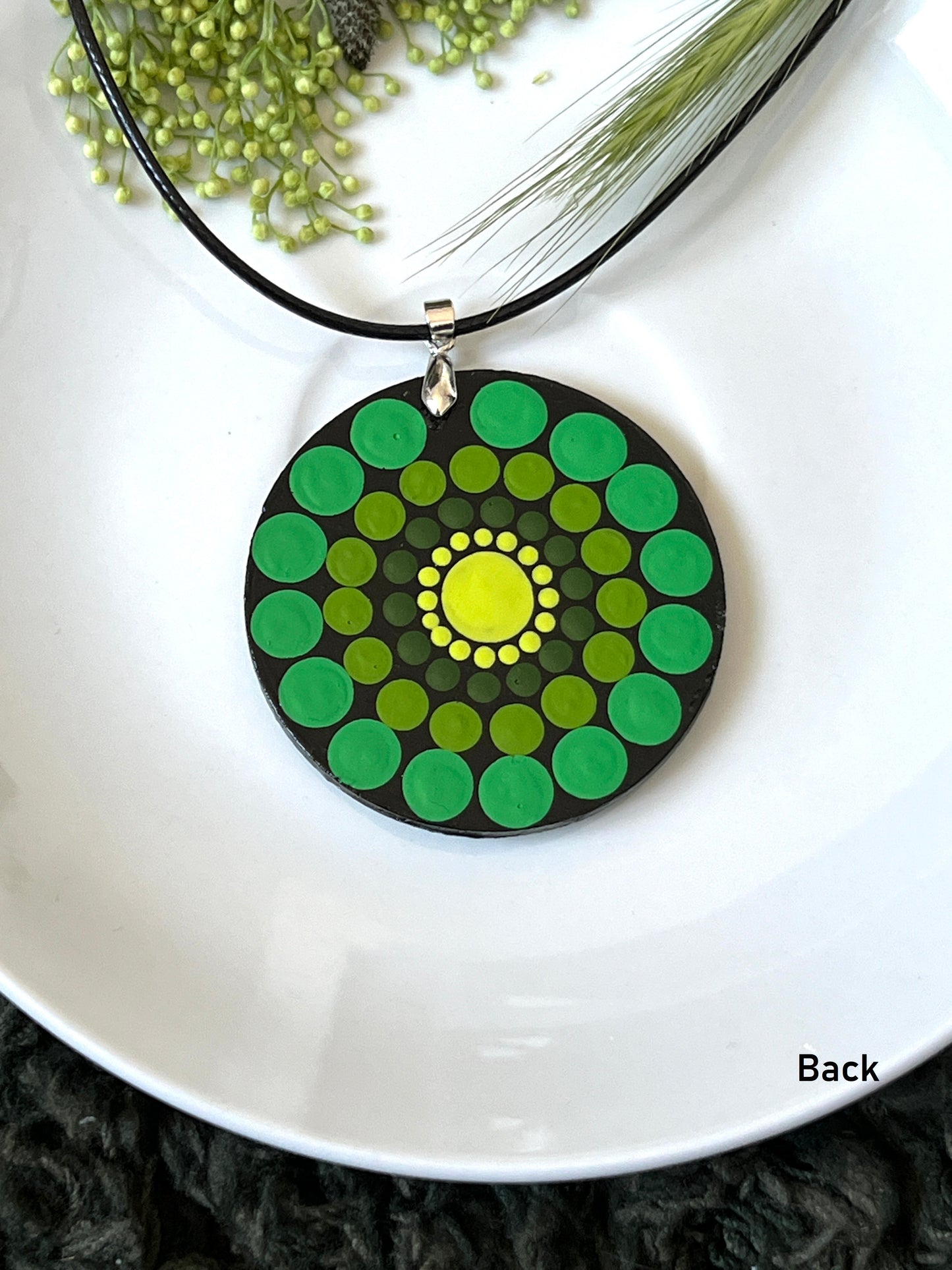 Hand-painted Dot Mandala Pendant - Resin Coated Boho Jewelry for Mother and Friends - anniversary and birthday Gift For her