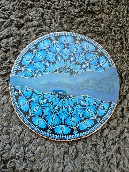 12" Acrylic Hand-painted wooden MDF Dot Mandala - Resin Boho Wall Hanging Home Decor - anniversary and birthday Gift