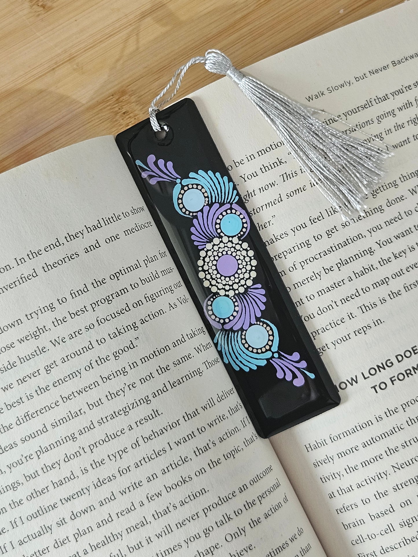 Hand painted wooden Resin Coated Dot Mandala Bookmark - gift for Book Lovers, Friends, Family, and Art Enthusiasts