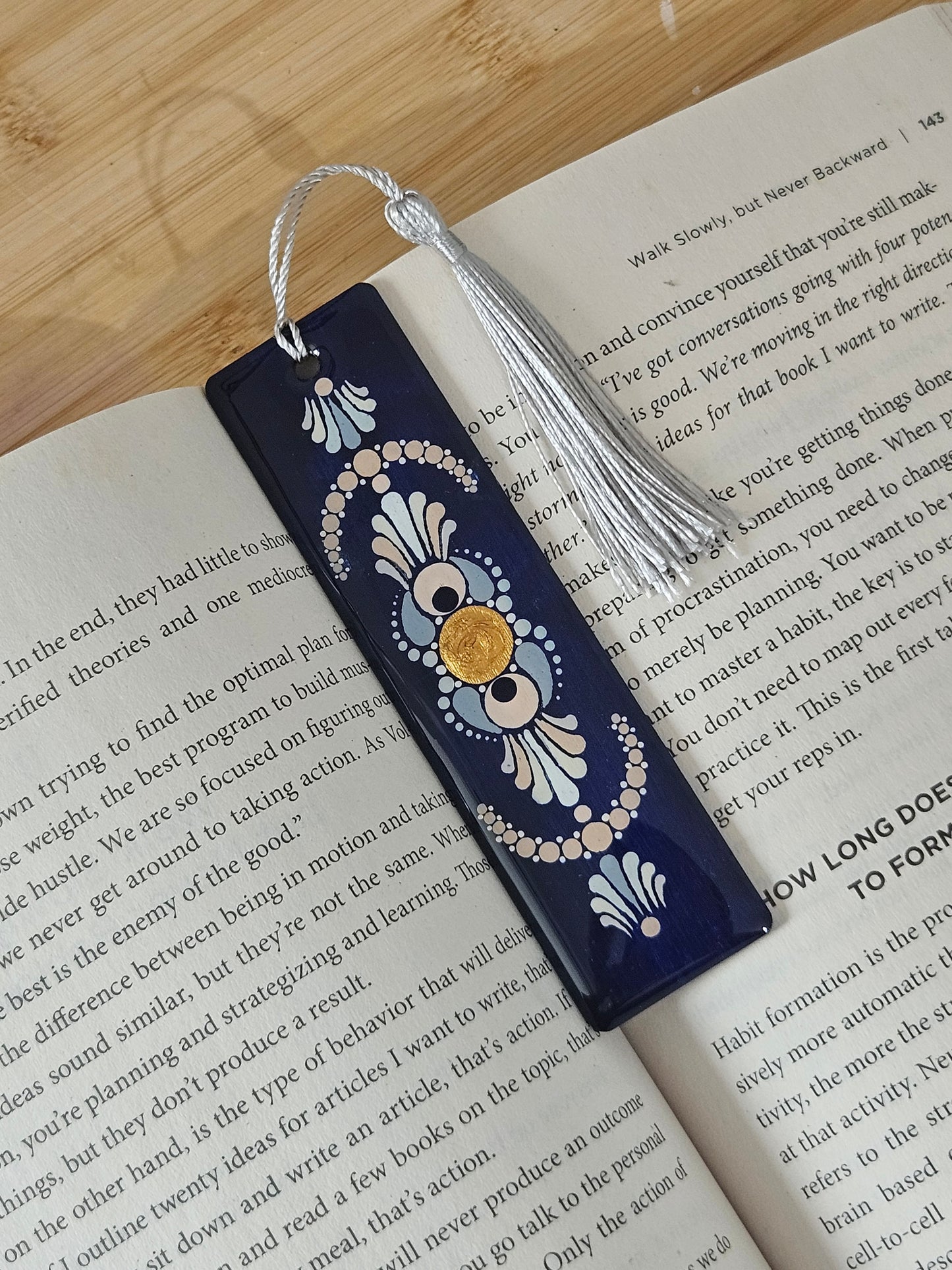Hand painted wooden Resin Coated Dot Mandala Bookmark - gift for Book Lovers, Friends, Family, and Art Enthusiasts