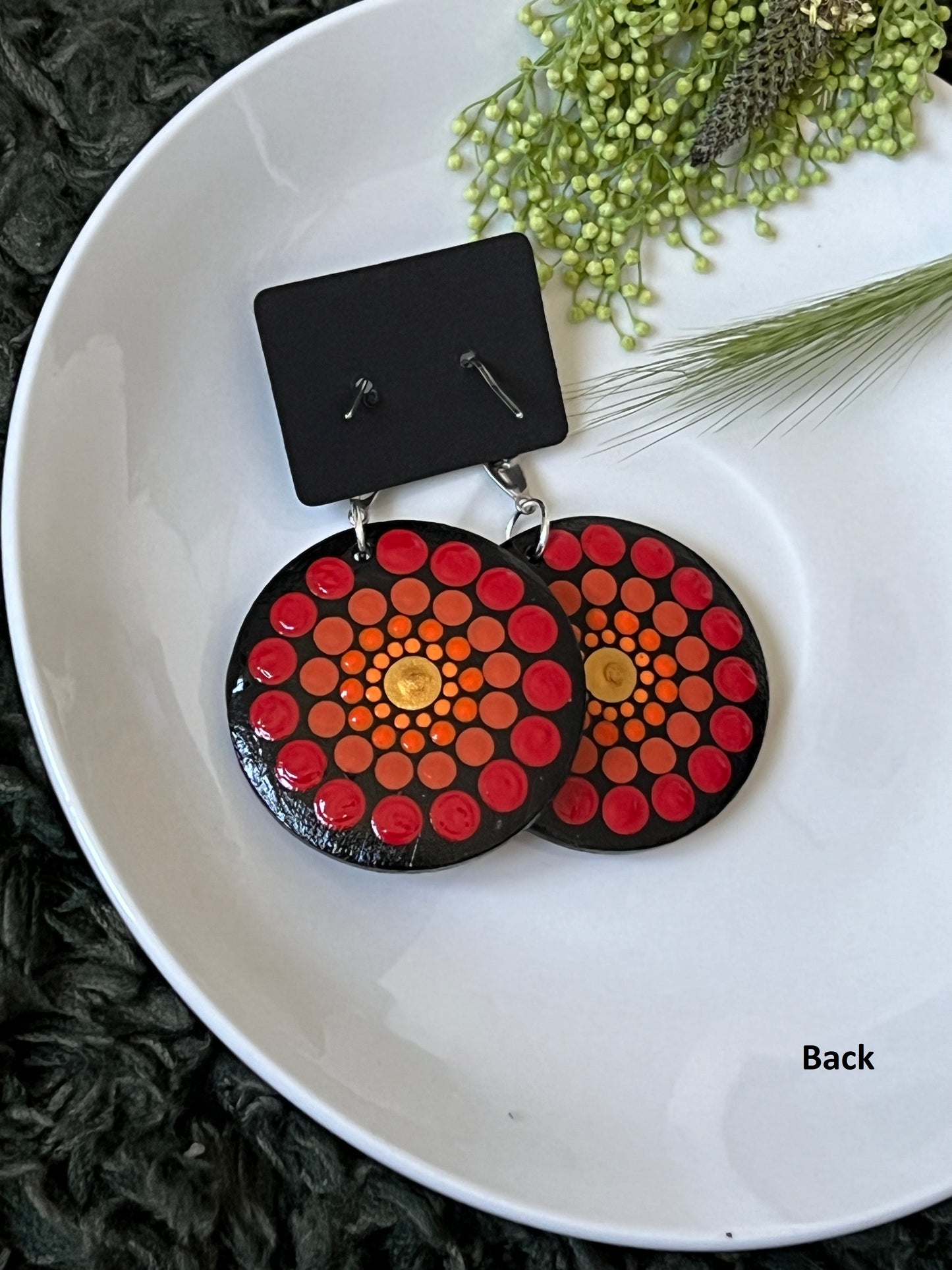 Hand-painted Dot Mandala Earrings - Resin Coated Boho Jewelry for Mother and Friends - anniversary and birthday Gift For her