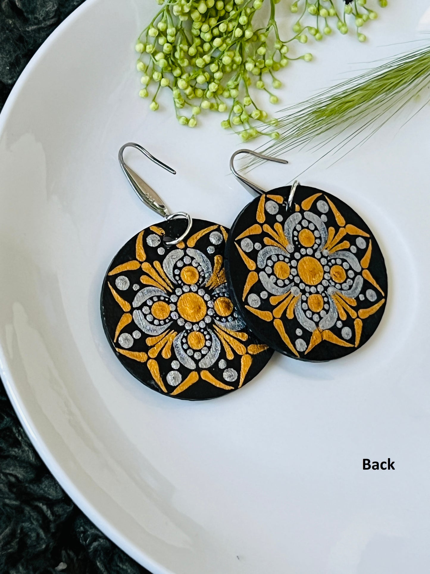 Hand-painted Dot Mandala Earrings - Resin Coated Boho Jewelry for Mother and Friends - anniversary and birthday Gift For her