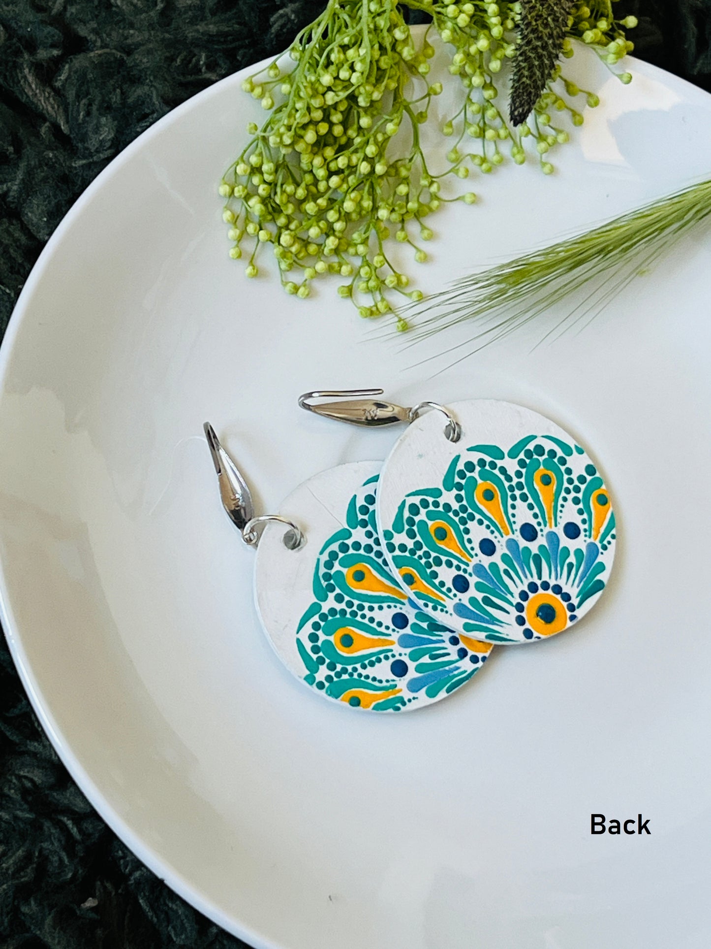 Hand-painted Dot Mandala Earrings - Resin Coated Boho Jewelry for Mother and Friends - anniversary and birthday Gift For her