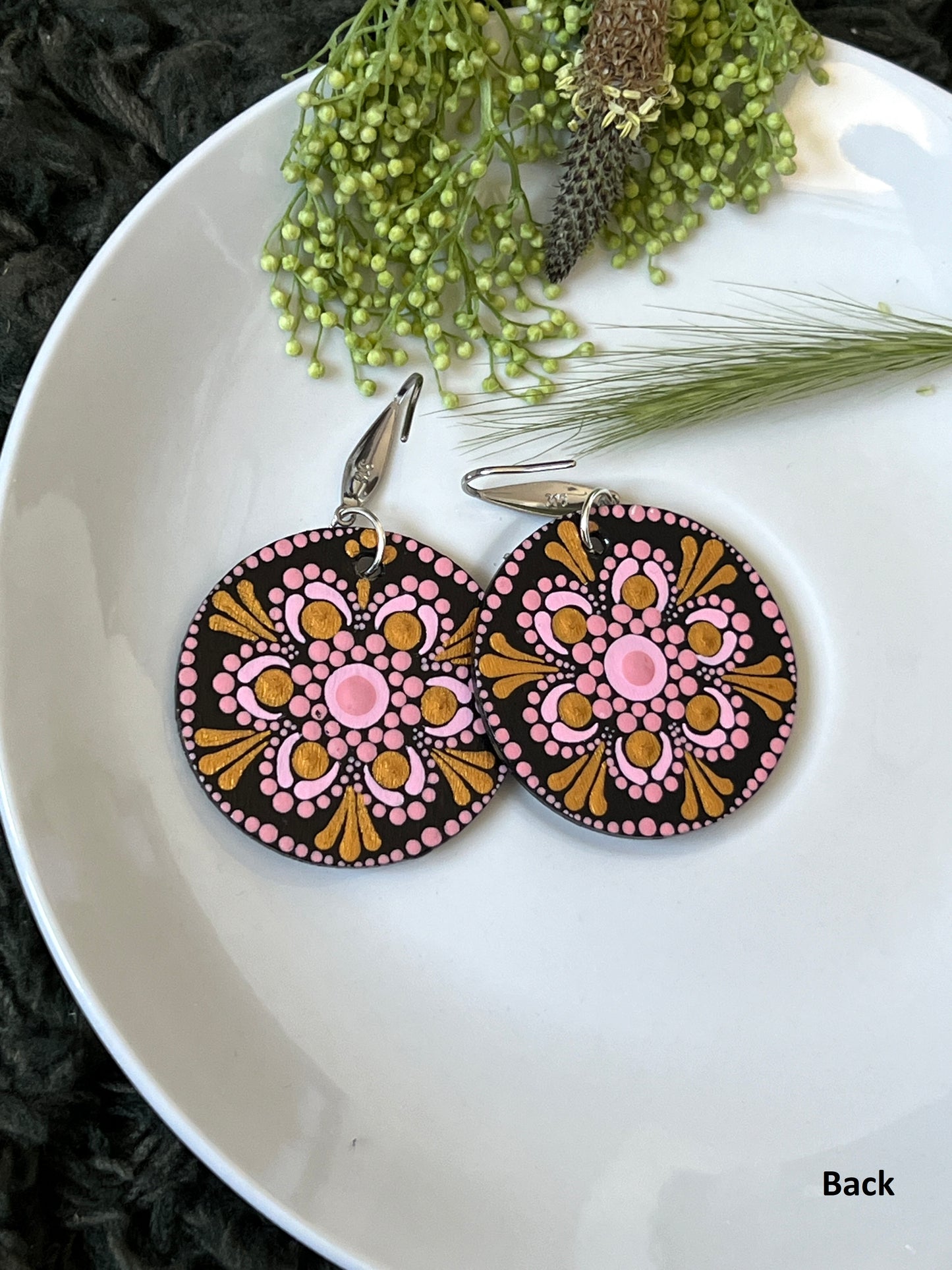 Hand-painted Dot Mandala Earrings - Resin Coated Boho Jewelry for Mother and Friends - anniversary and birthday Gift For her