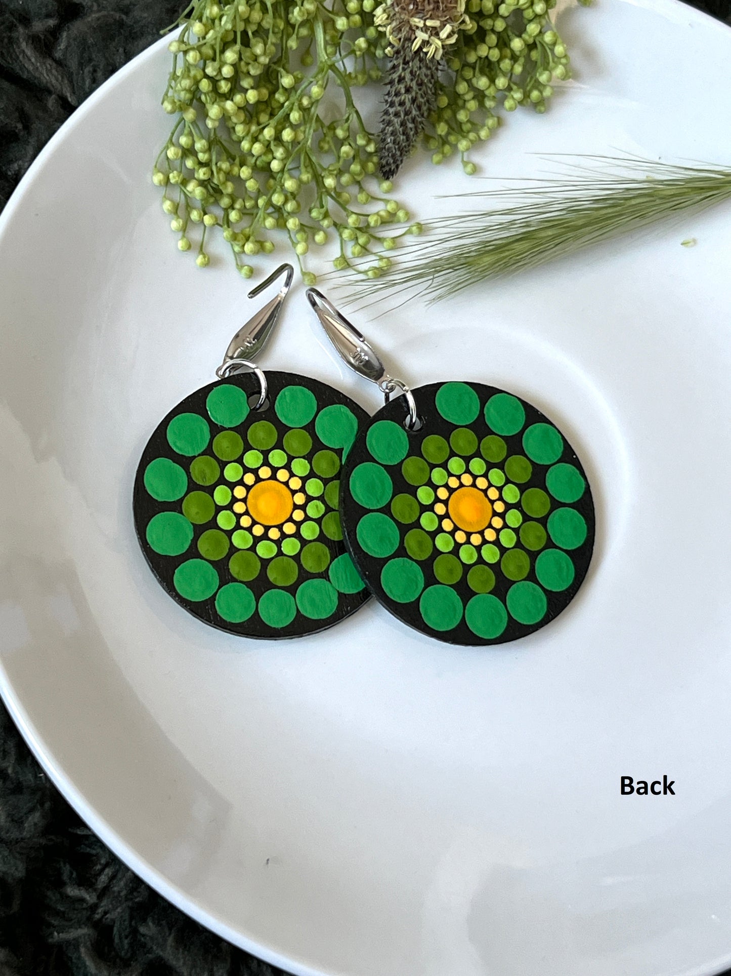 Hand-painted Dot Mandala Earrings - Resin Coated Boho Jewelry for Mother and Friends - anniversary and birthday Gift For her