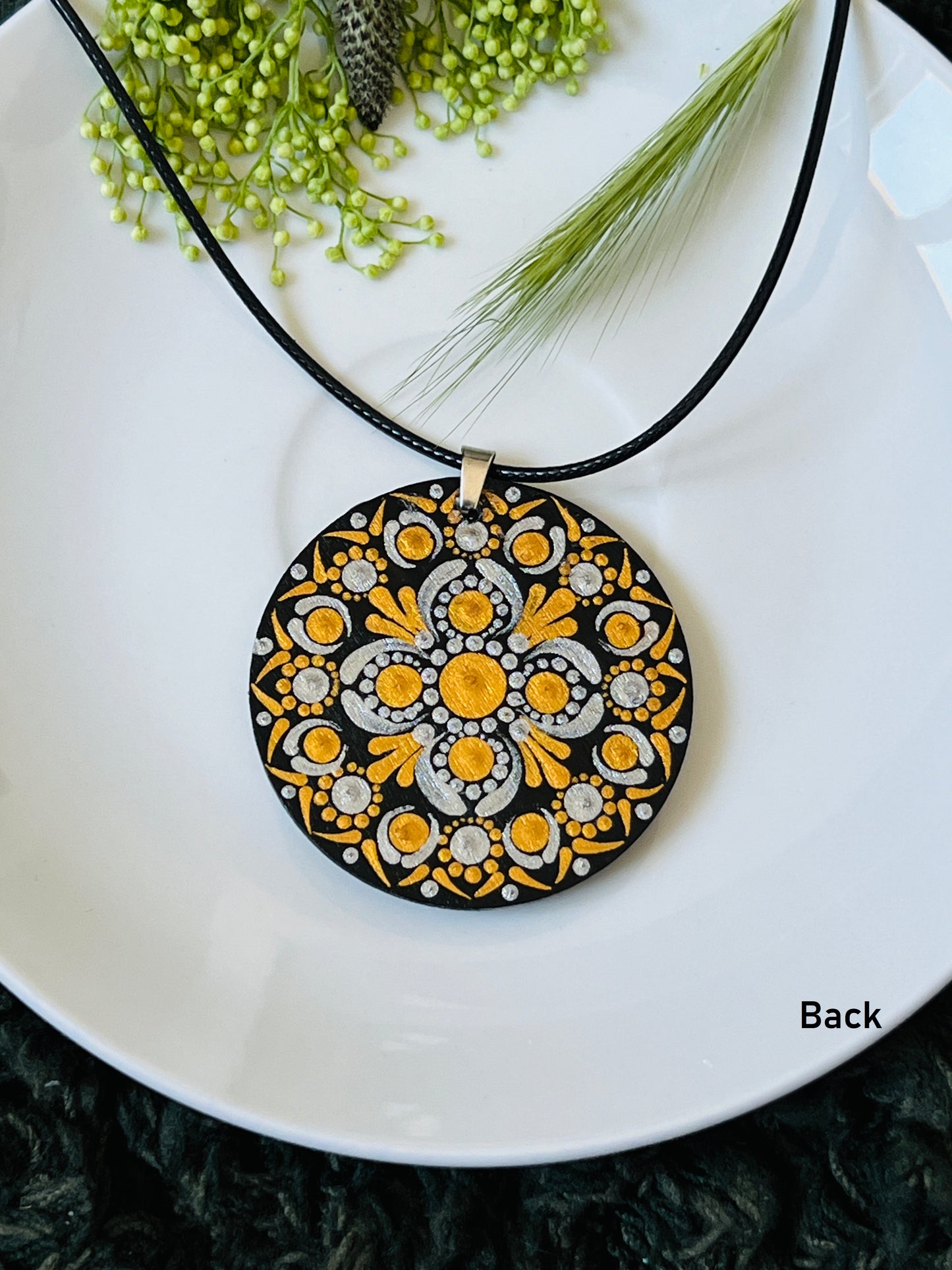 Hand-painted Dot Mandala Pendant - Resin Coated Boho Jewelry for Mother and Friends - anniversary and birthday Gift For her