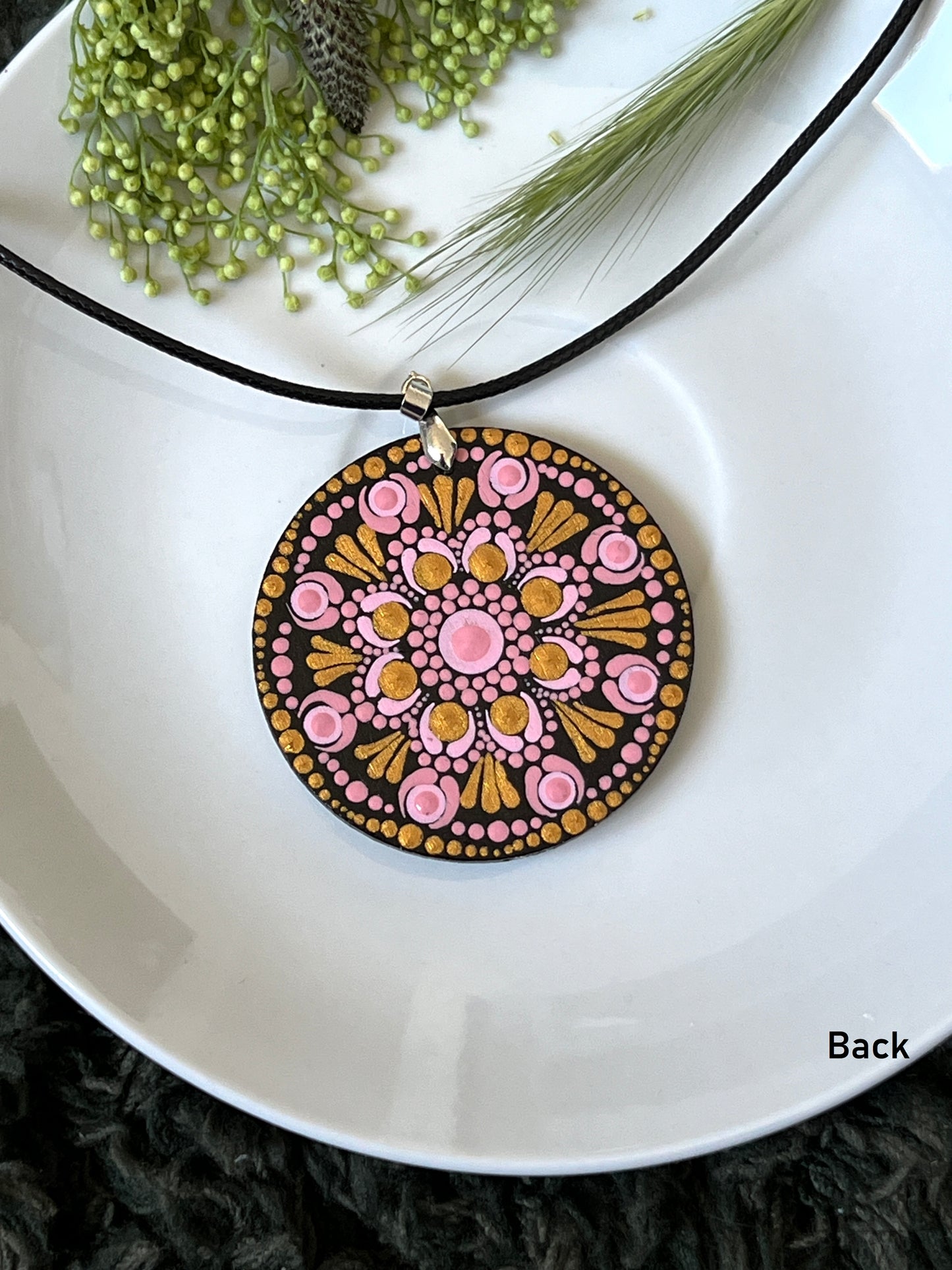 Hand-painted Dot Mandala Pendant - Resin Coated Boho Jewelry for Mother and Friends - anniversary and birthday Gift For her