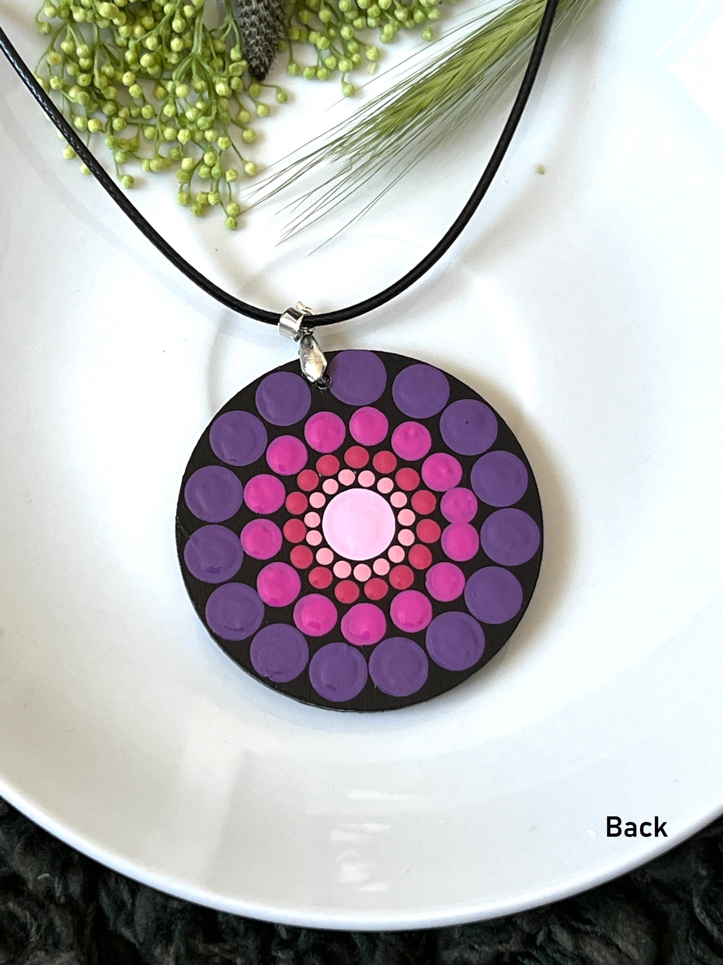 Hand-painted Dot Mandala Pendant - Resin Coated Boho Jewelry for Mother and Friends - anniversary and birthday Gift For her