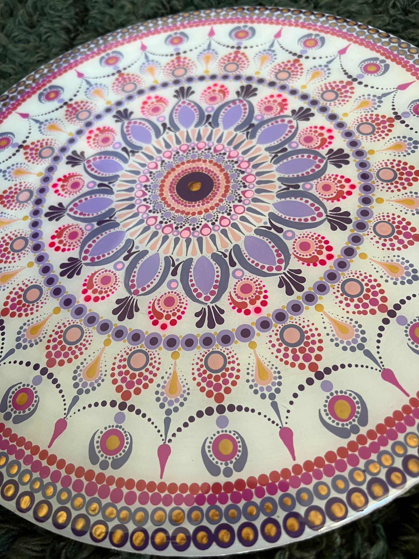 12" Acrylic Hand-painted wooden MDF Dot Mandala - Resin coated Boho Wall Hanging Home Decor - anniversary and birthday Gift