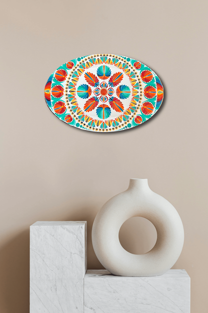 11.7" Acrylic Hand-painted Oval shaped Canvas Dot Mandala - Boho Wall Hanging Home Decor - anniversary and birthday Gift